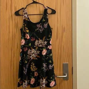 Black Floral Skater Dress